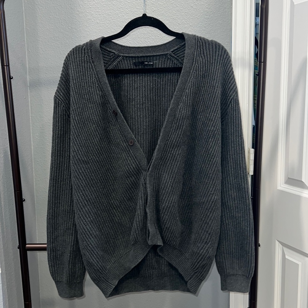 Oak & Fort Knit Cardigan Gray LARGE